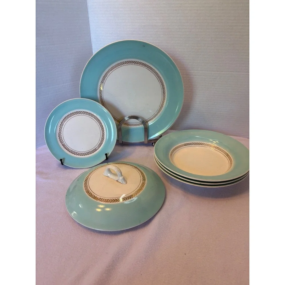 Limoges-American Federal aqua green with 22 karat gold accents era 1940s – 1950s